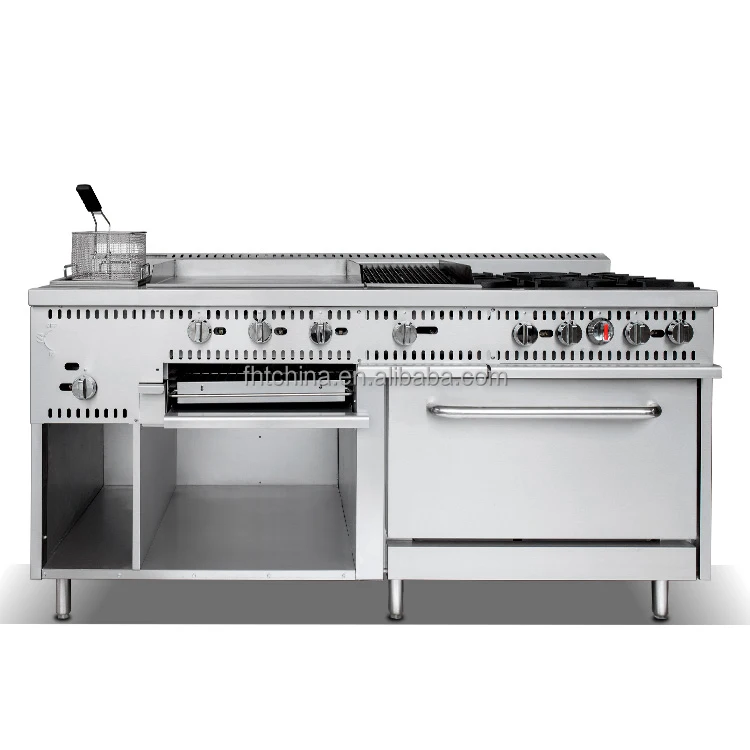 Restaurant Cooking Equipment 72" Commercial Gas range 4 burner & Griddle/Salamander &Gharbroiler and Fryer