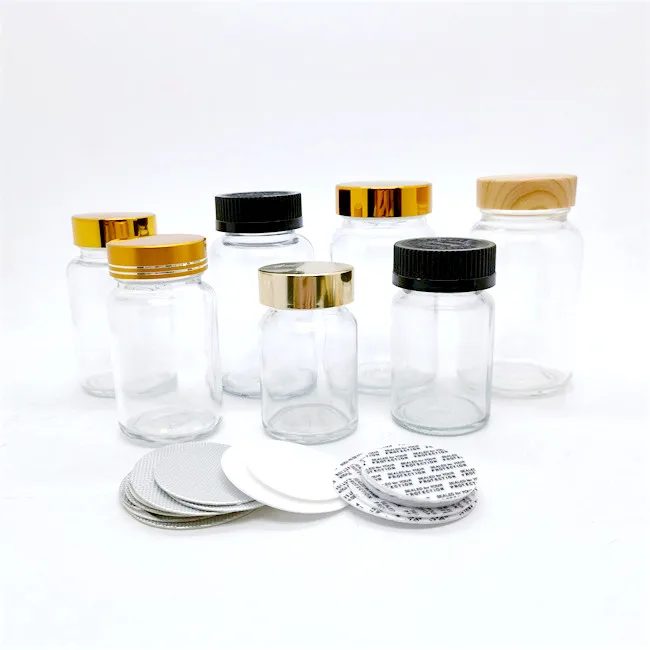 2.5 oz Amber Glass Packer Bottle with Black Ribbed Lid (12 Pack)