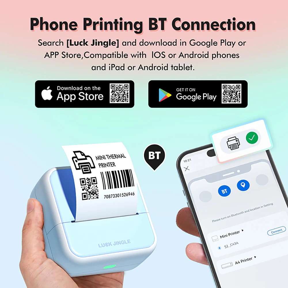 Luck Jingle High Quality Mini Label Printer Mobile Phone Convenient