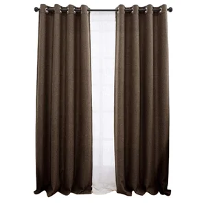 New 100% Polyester Linen Look Blackout Grommet Window Curtain for Bedroom Living Room Baby Room