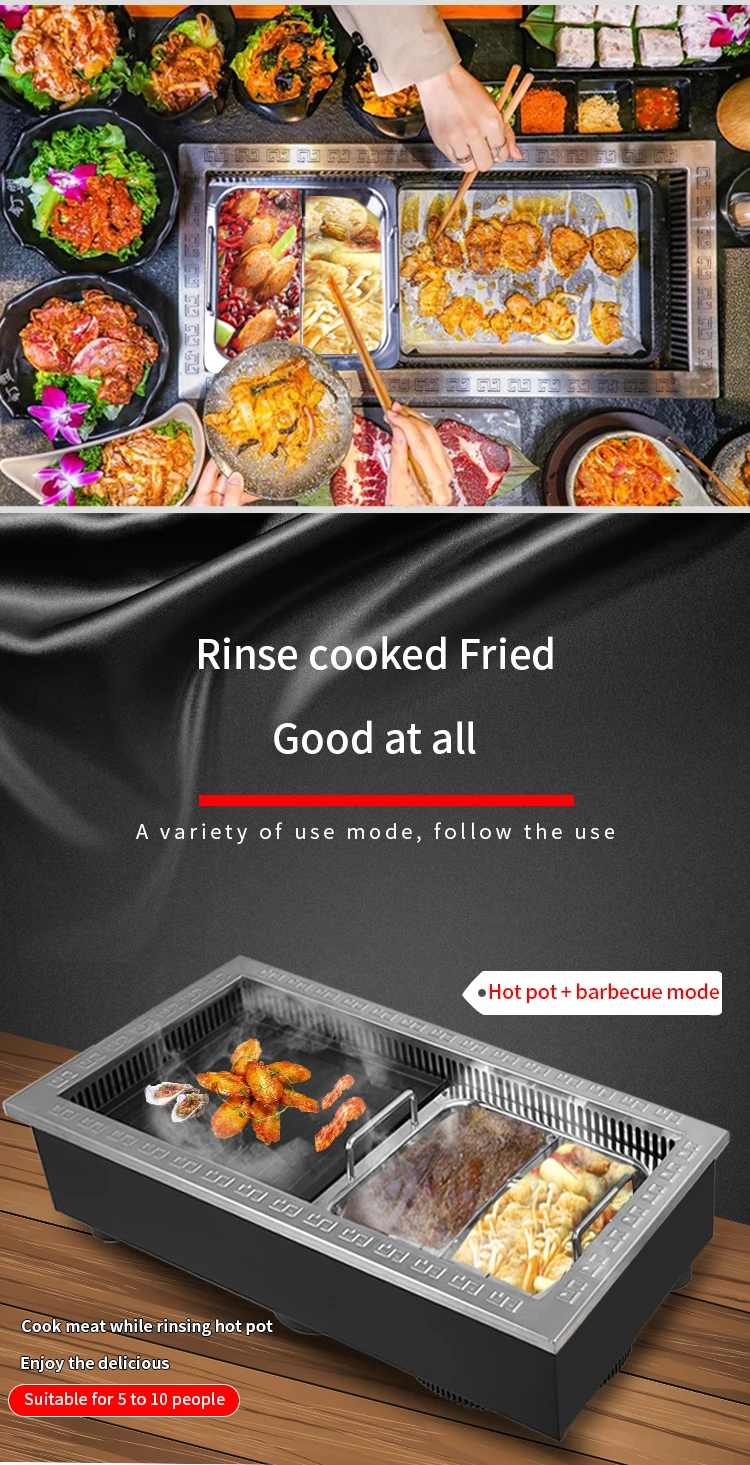 Korean Bbq Grill Hot Pot Integrated Square Electric Grill Mandarin Duck