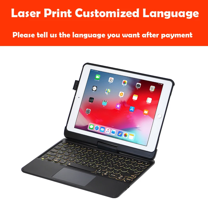 Tastiera Bluetooth senza fili per tablet Custodia in pelle PU Custodia per Pad 7 8 pollici 9 10 pollici per IOS Android Windows  7