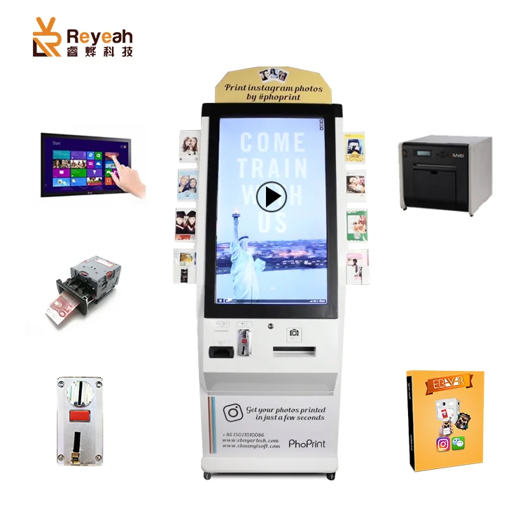 Touchscreen Photo Printing Kiosk Compatible with Apple Pay & Google Pay for Instant Advertising & Photo Printing