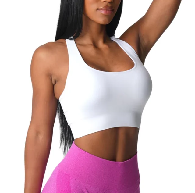 High Support Custom Logo Racer Back Sleeveless Stringer Gym Yoga Women's Tank Tops Fitness Workout Sports Bra