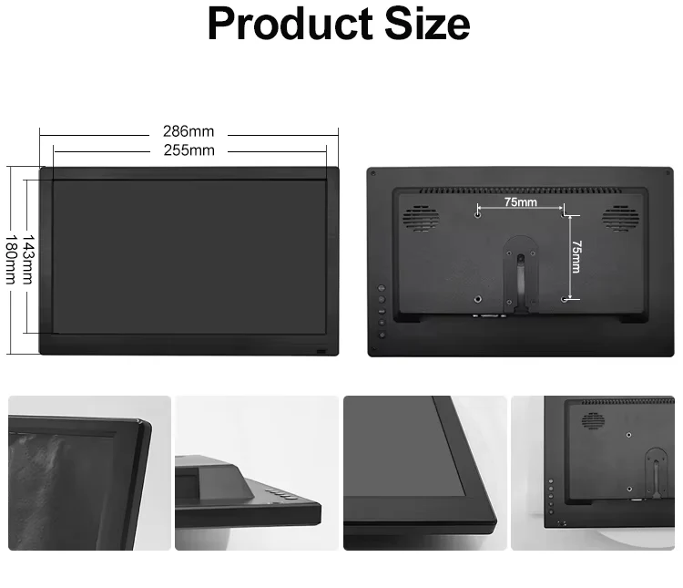 Factory OEM ODM Industrial 11.6 Inch LCD IPS VGA Full HD Monitor with Built-in Speaker for Desktop Use Commercial Applications