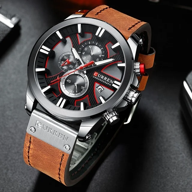 CURREN M8363 stainless steel chronograph men waterproof quartz watch