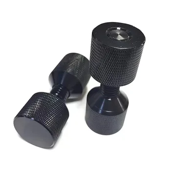 Factory price sale 1-1/8" Black Two Hole Pins Small Aluminum Knurled with Removable Threads