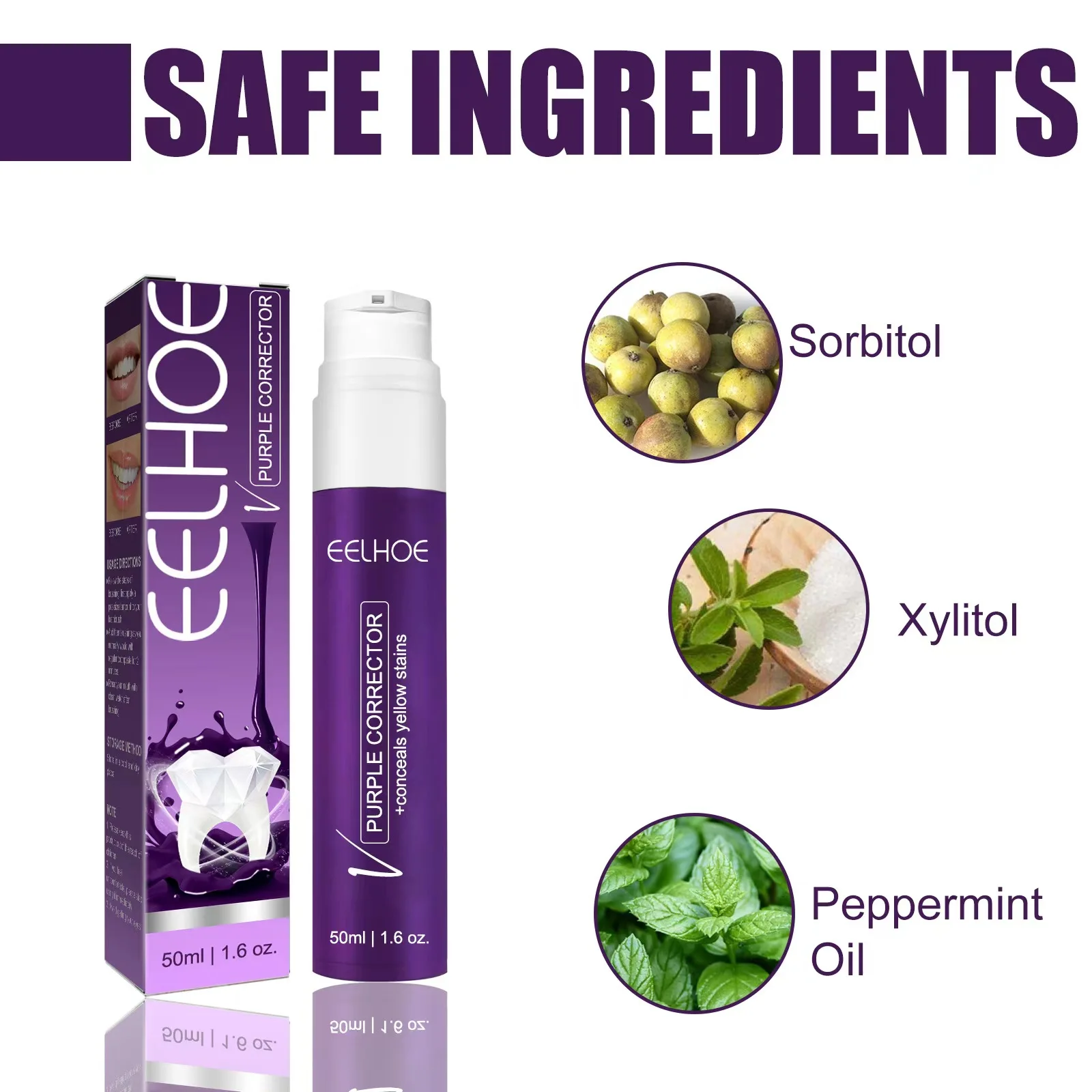 EELHOE Purple Corrector Cleaning and Whitening of Yellow Teeth Whitening Toothpaste