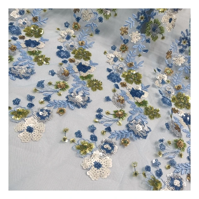 affinity luxury  3D embroidery fabric french  beaded  tulle lace fabric for wedding evening dress