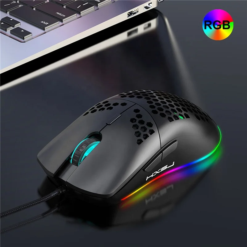 Mouse da gioco cablato, J900 6 RGB Lighting 6400 DPI Italia