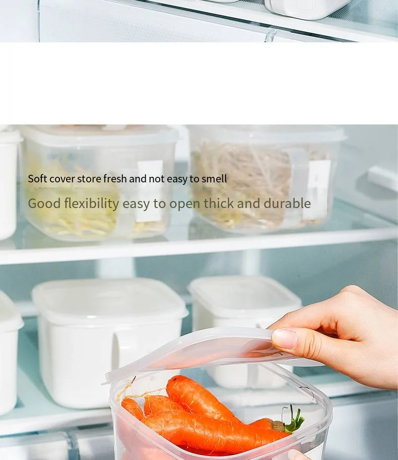 Scallion ginger garlic mud storage trumpet transparent storage plastic sealed refrigerator crisper box with handle with lid factory