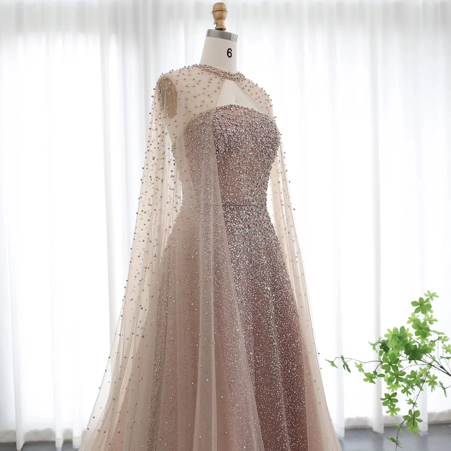 Sparkly Crystal Turquoise Luxury Dubai Evening Dress With Hooded Cape Rose  Gold Arabic Wedding Party Gowns LSZ198