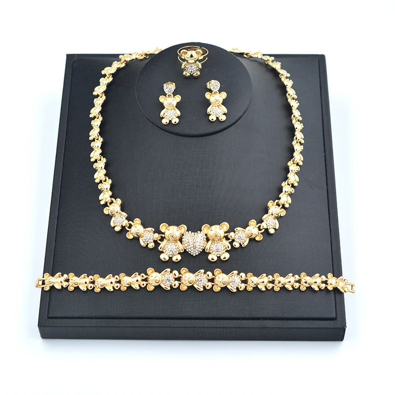 Mix style Teddy bear necklace set 18k gold filled xoxo set jewelry sets