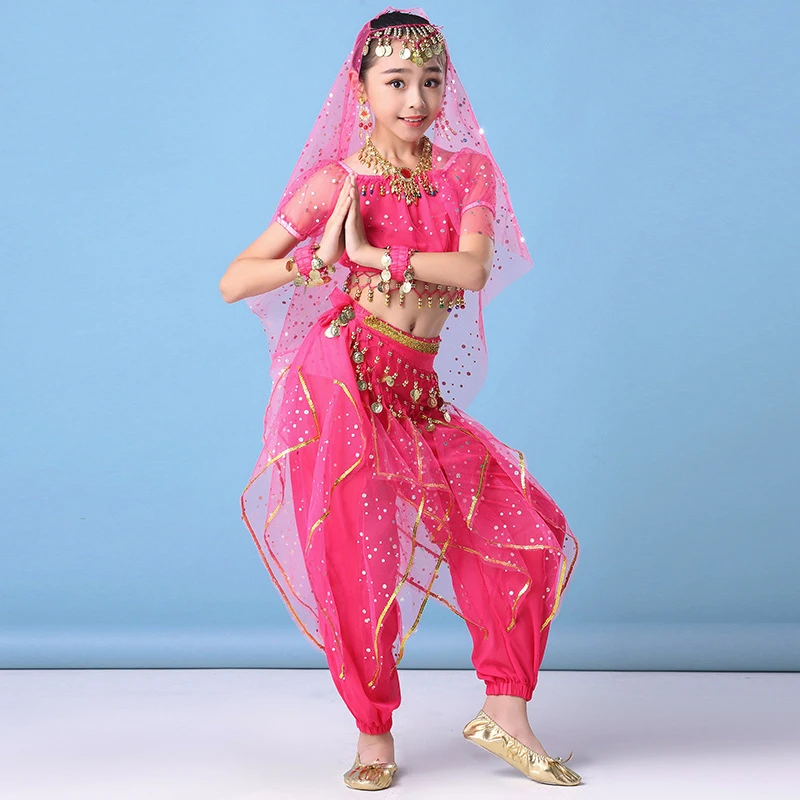 La danse du ventre Costume Rose rouge Polyester Bollywood danse