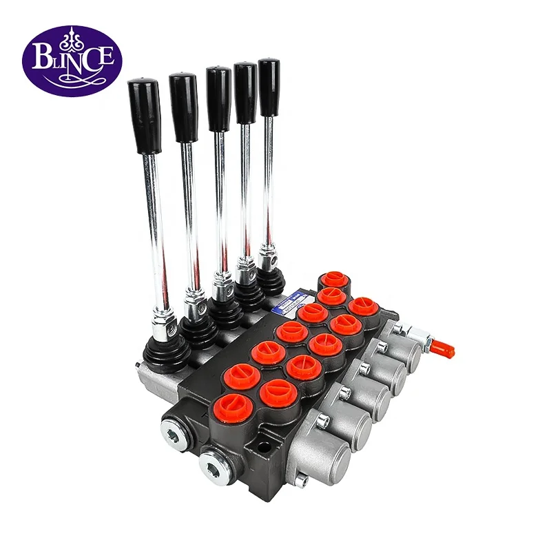 Manifold Block Hydraulic Control Valve Hand Directional Valves P40 Joystick 1 2 3 4 5 6 Spools Hydraulic Joystick Control Valve