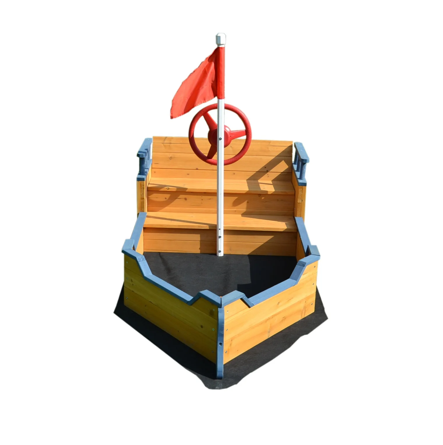 工場直送 木製 キッズ サンドボックス ボート型砂場