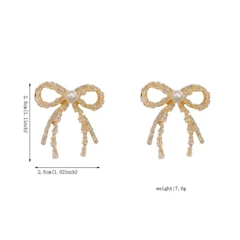 Wholesale S925 Silver Needle Zircon Bow Earrings for Women Delicate Fashion Studs with Gold Plating