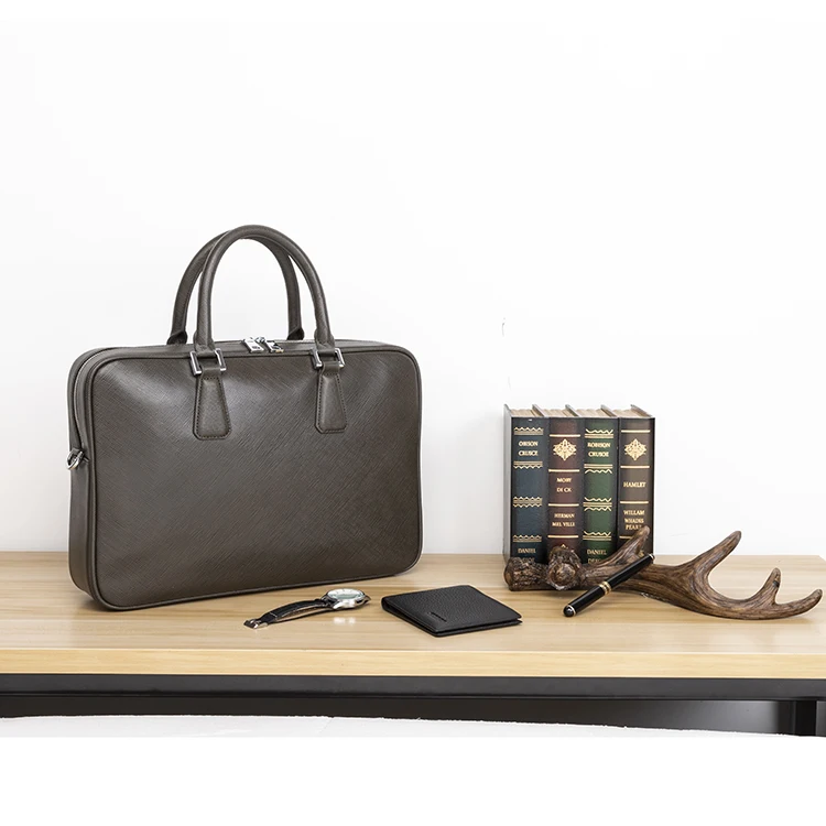 New Arrival Retro High Quality Luxury Business Men Bag Large Capacity Briefcase Saffiano Leather Laptop Bag 2023