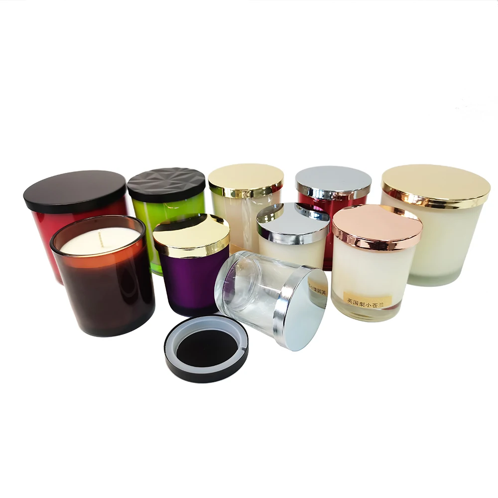 White Candle Container Inside Stained Glass Scented Candle Jar With Lid