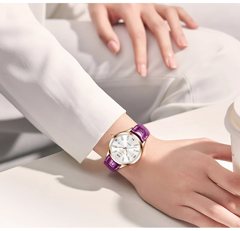 低价批发优雅钻石女孩时钟时尚美丽皮革表带手表女士手表trs958 - buy