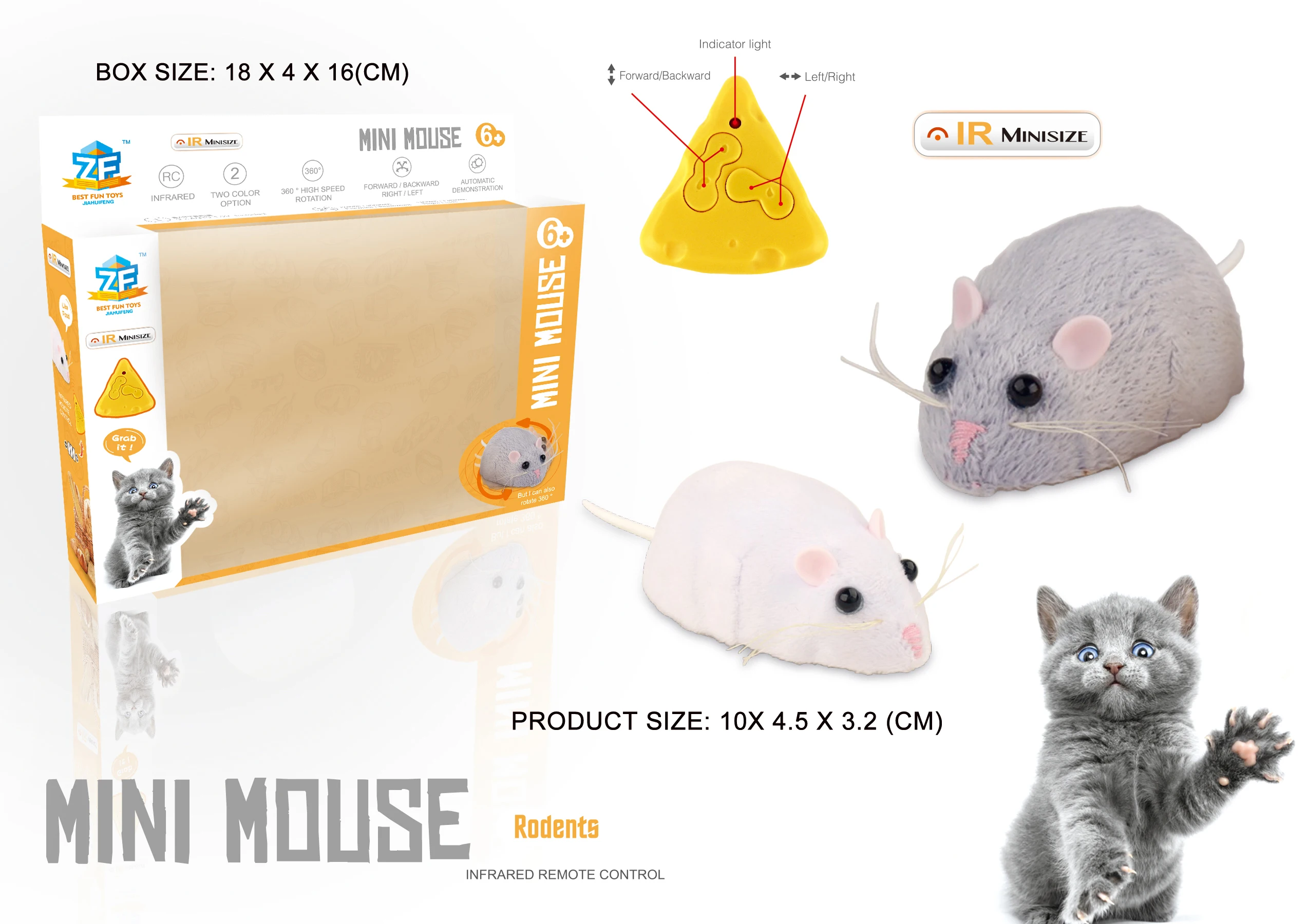 4ch Infrared Control Rat 360 Degree Rotation Realistic Plastic Rc Mouse