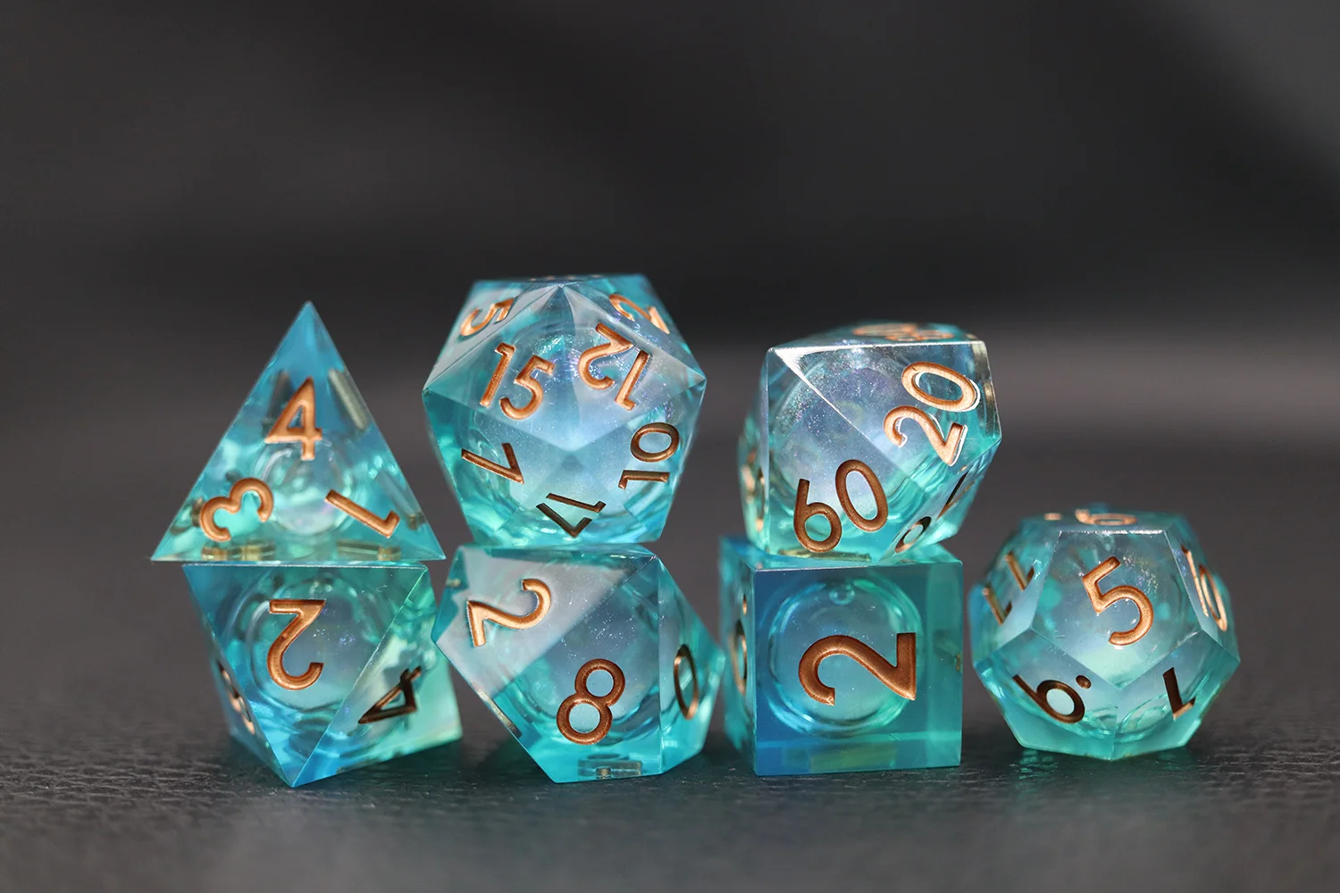 Custom Color Polyhedral DND Dice Set D4-D20 Liquid Core Resin for Roleplaying Games supplier