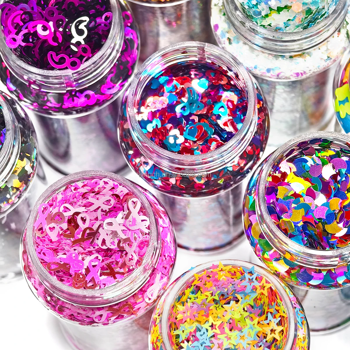 product us warehouses 24 bottles holographic nail sequins shapes mixed iridescent nail glitter flakes heart manicure decorations sets-5