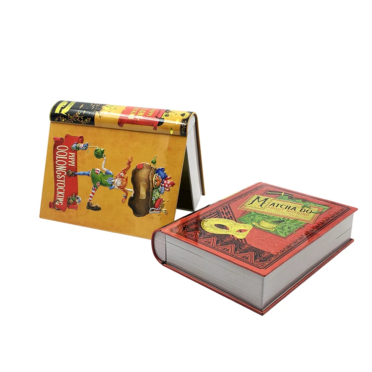 Wholesale Customized Decorative Book Shape Container Metal Tin Can Gift Package Box for Kids