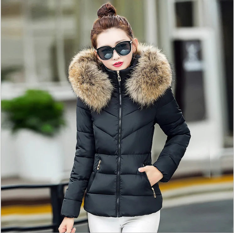 2020 New Slim Hooded Jacket Korean Style Fur Collar Plus Size ...