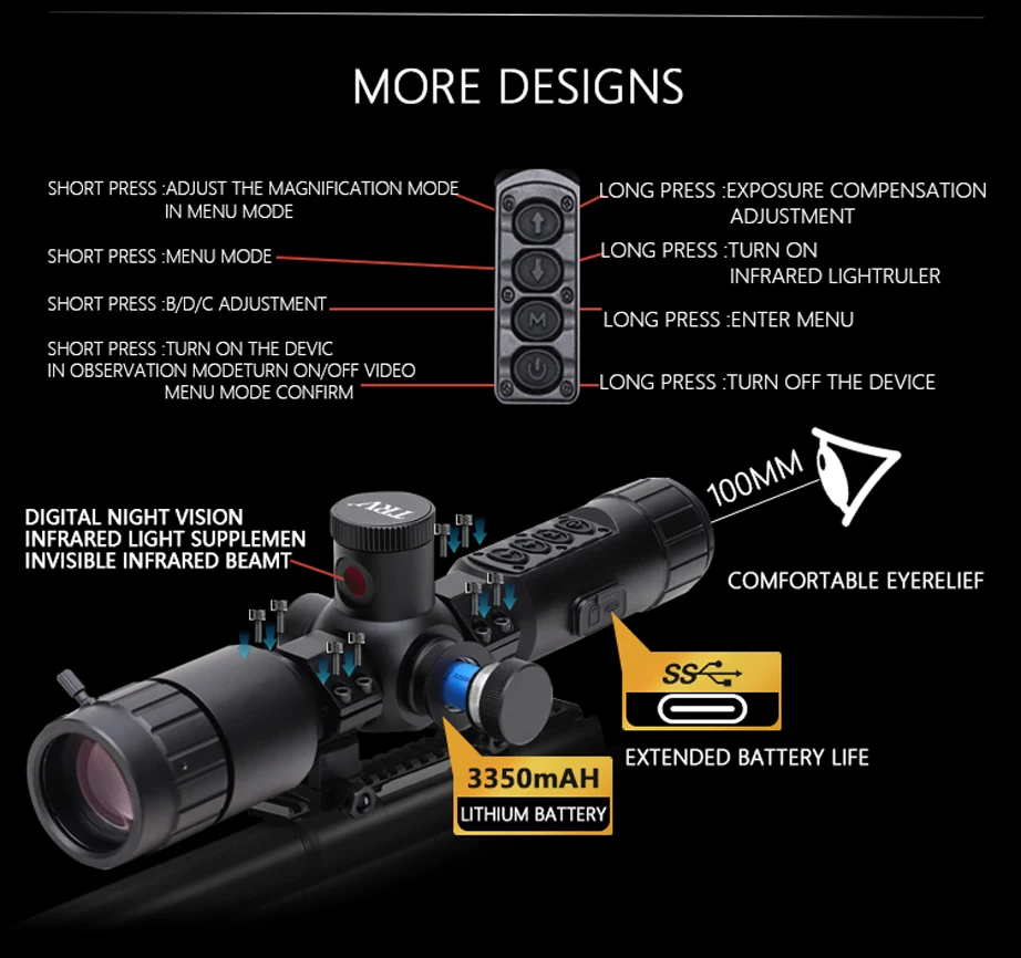 Trv 719x Hunting Night Vision Scope With Ranging Video Rec Wifi