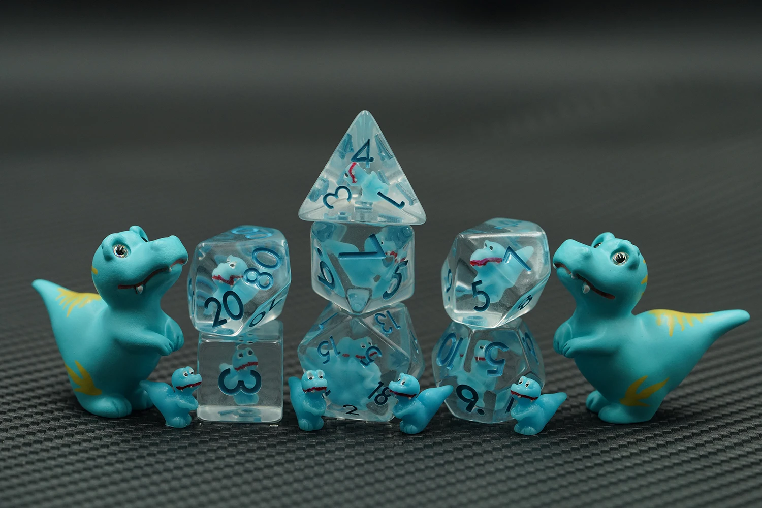16mm DND Animal Dice Set 7pcs Cute Blue Polyhedral Inside D&D Dice Set for Dungeons and Dragons Dice supplier