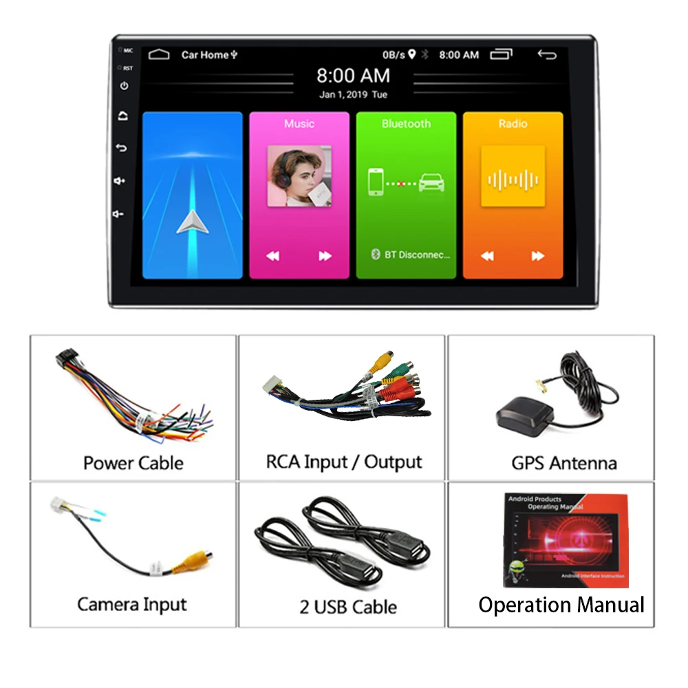 JA750 universal audio system 7/9/10.1 inch autoradio touch screen car video fm stereo 2 din gps navigation android car radio
