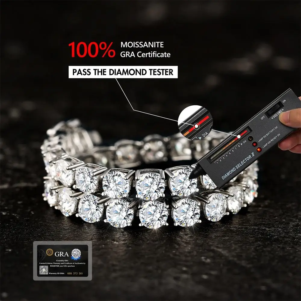 VVS Moissanit Tennis Kette – 925 Sterling Silber, D Farbe, 3 Mm – Bestandener Tester – Natürlicher Look