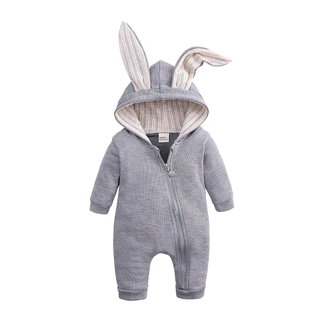 New Design Newborn Bunny Rabbit Ear Baby Romper Knit Romper Hooded Baby Clothing Baby Rompers Set