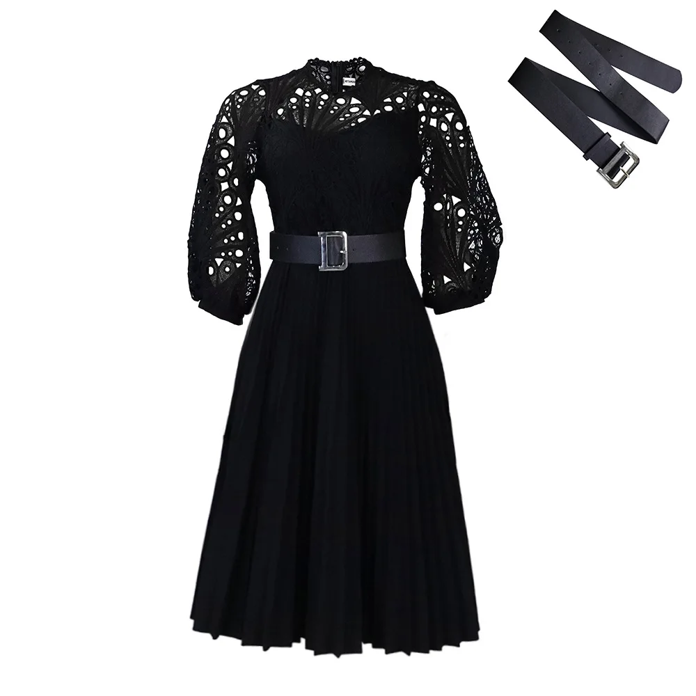 Shop Our New Pleated Puff Sleeve White Lace Midi Dresses