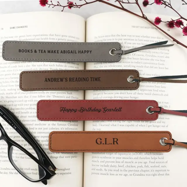 Personalized Laser Leather Bookmark, CO2 Glowforge Laser Engraved  Leather Anniversary Gift , Customized Gift