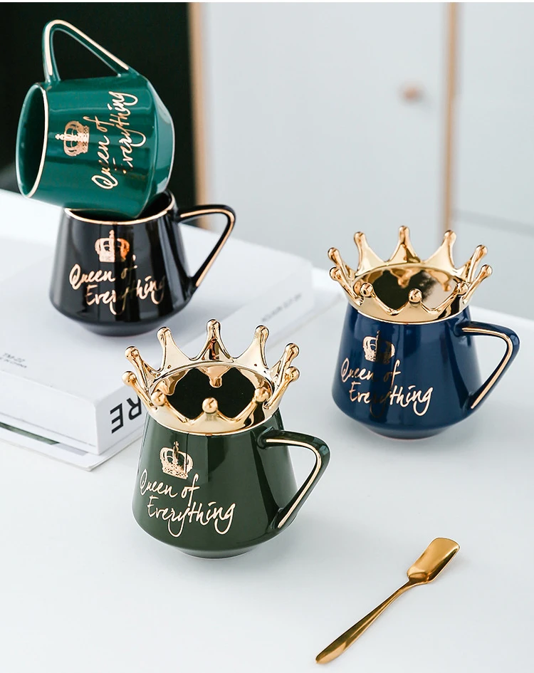 创意皇冠陶瓷杯带盖马克杯咖啡杯