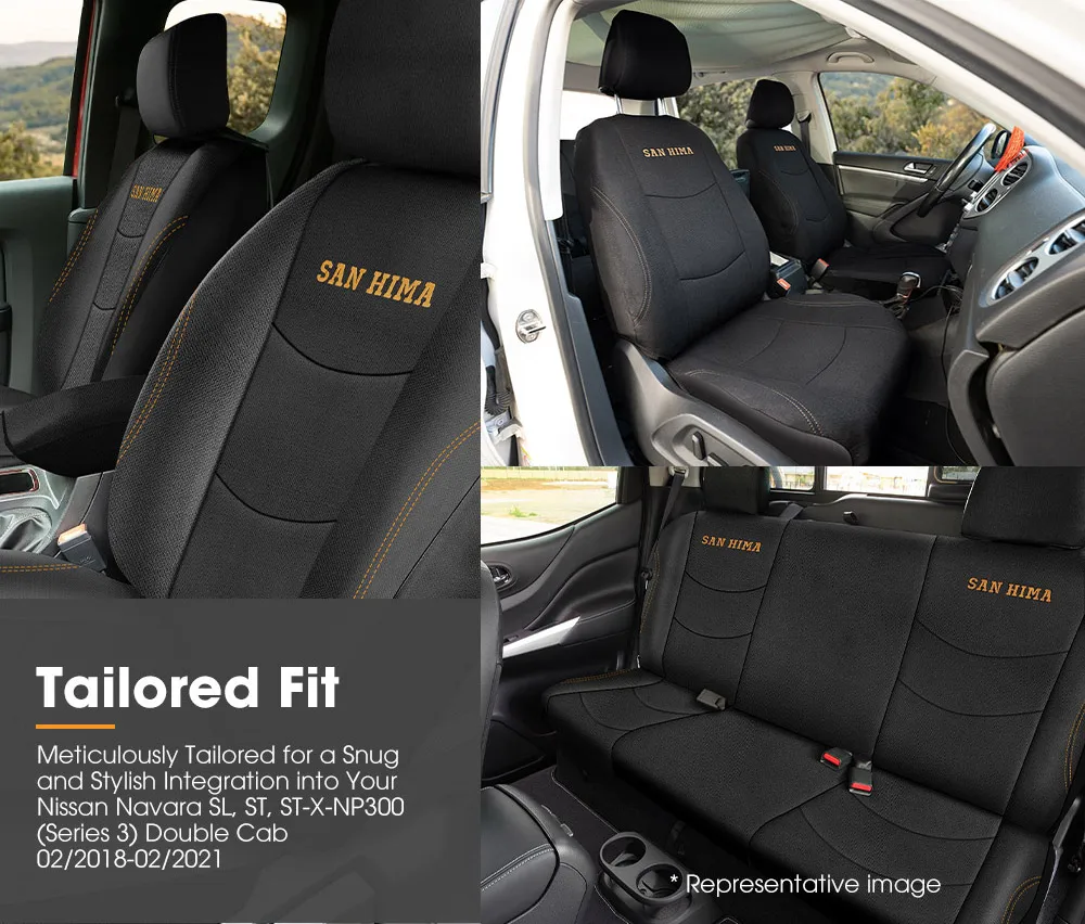 San Hima Full Set Double Cab Black Car Seat Covers For Nissan Navara