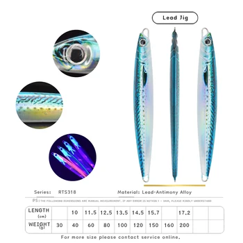 30g40g60g80g100g120g150g 3D Print Metal Jig Lure Long Flash Slow Fast Sinking Needle Major Vertical Craft – Metal Jig – view 4