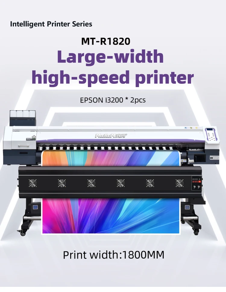 MOOTOOM Large Format 1.8m Print Size Eco Solvent Printer with I3200 Heads Vinyl Sticker Banner Inkjet Printing Machine