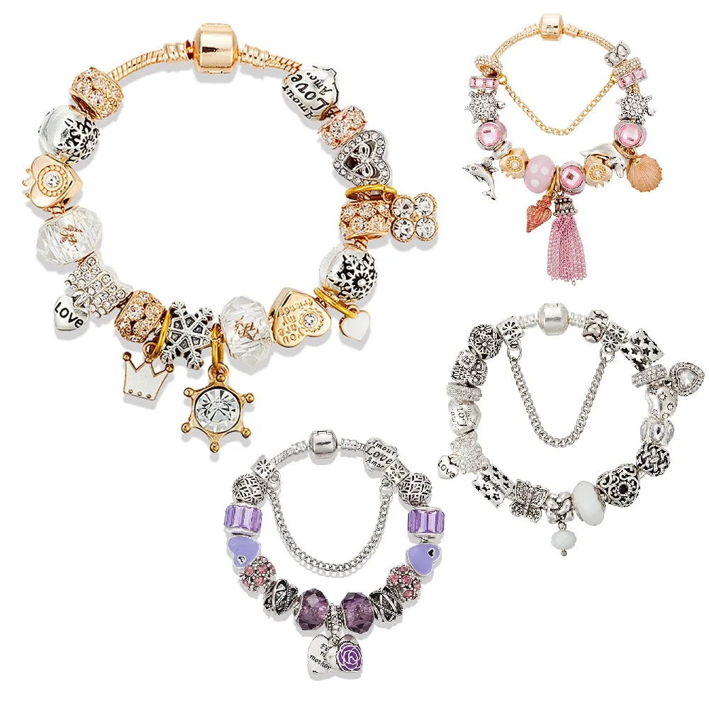 Handmade Crown Star Sea Snail Conch Owl Butterfly Lucky Charm Bracelets Bulk Engraved