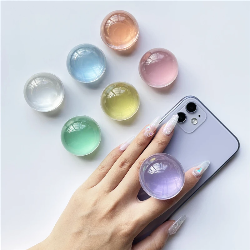 Factory Custom High Quality Crystal Transparent Phone Grip Wholesale Mobile Phone Holder Spherical Phone Socket Custom Logo