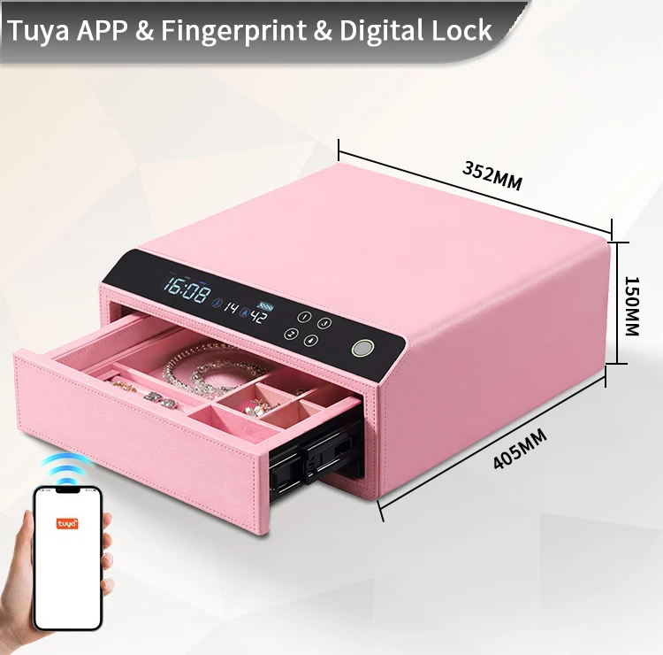 DR-1271-FT CEQSAFE Smart Digital Watch Winder Leather Bluetooth Safe Drawer Box Smart Jewelry Safe Box for Sales