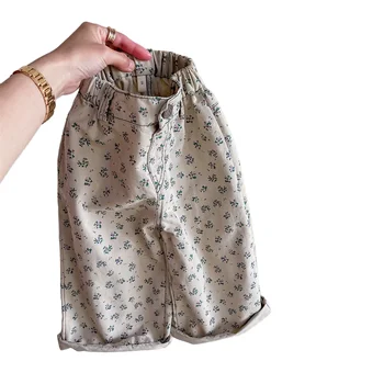 2025 Spring Children's New Washed Cotton Harem Pants Girls Casual Pants