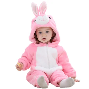 Hotsale Cute Cartoon one piece Hooded baby romper Winter Jumpsuits Cosplay Baby Girl Costume