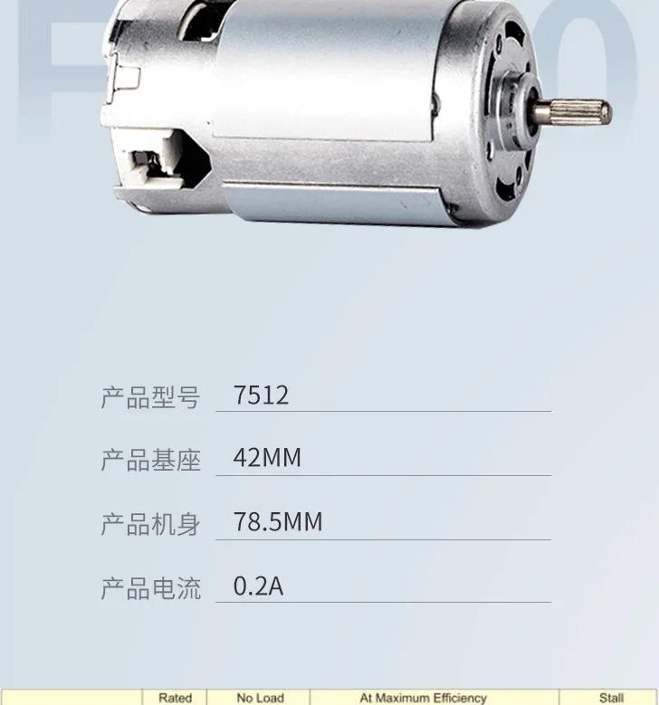 7512 High Power High Speed DC Motor High Voltage Motor Lithium Electric Hand Drill Motor 220V