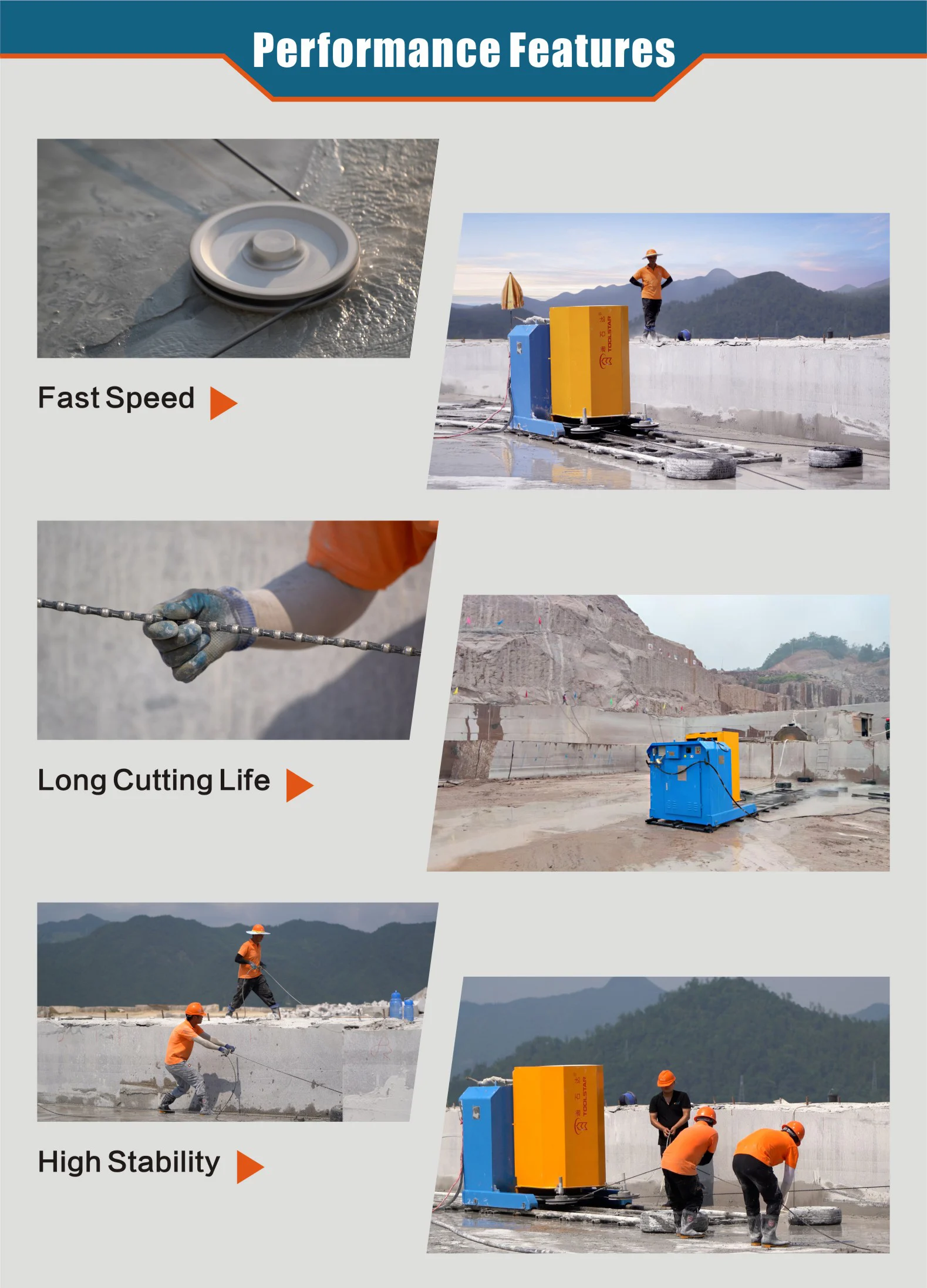 Toolstar 11.5mm Diamond Quarry Wire Saw Stone Cutting Wire Rope for ...