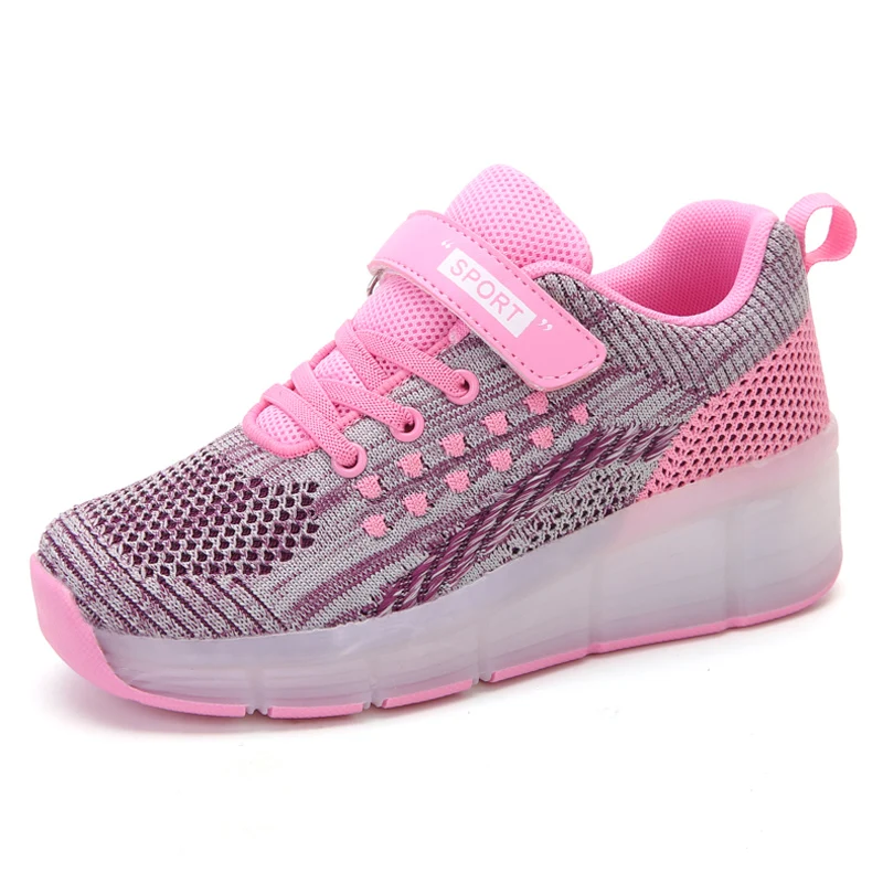 Drop Shipping 7 Colors LED Rechargeable Kids Roller Skate Shoes Single Wheel Shoes Sport Sneaker For Boys/Girls