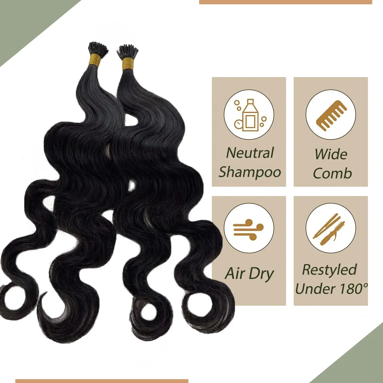 Body Wave I Tip Microlinks Human Hair Extensions for Women Natural Color Brazilian Hair Pre Bonded 1g/strand 16-26inch_voghion.com