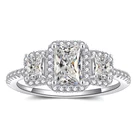 ZHILIAN Three cz Stone Rings 925 Silver Rings Anniversary Wedding Diamond Engagement Men Ring